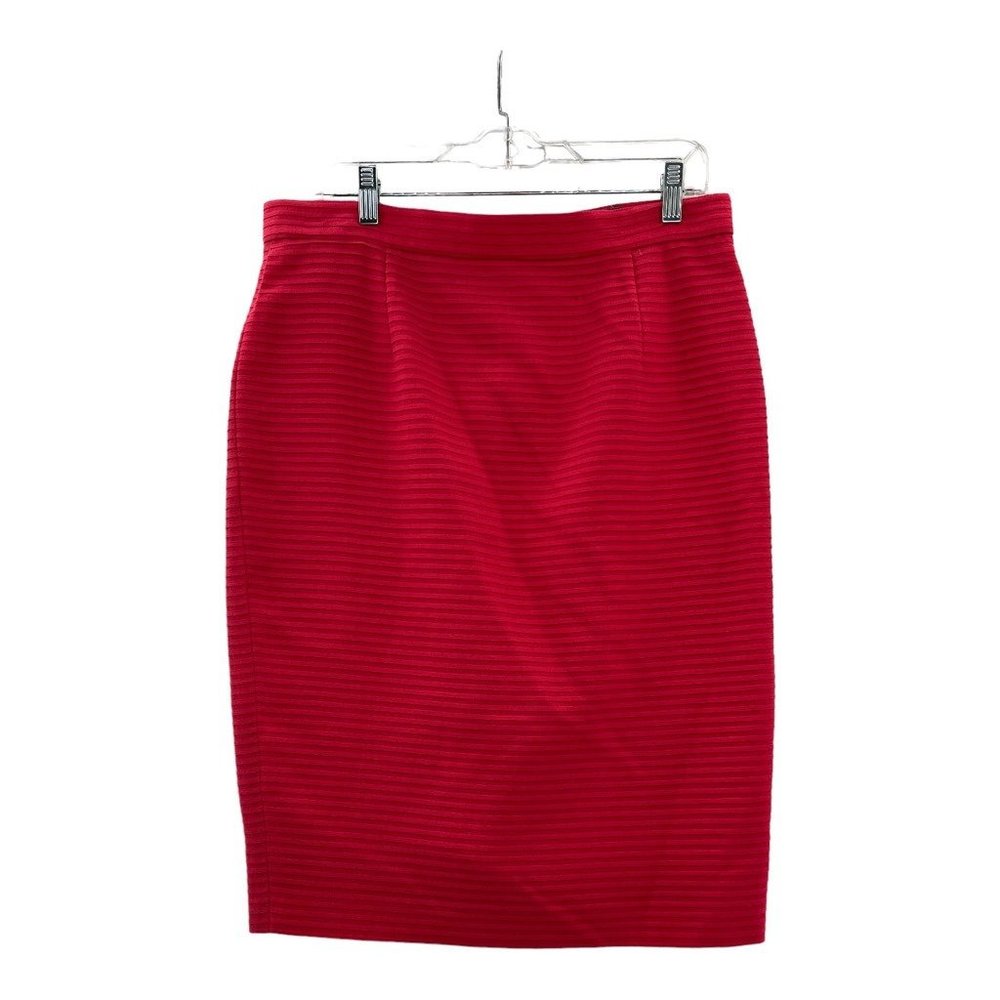 Ungaro Solo Donna Womens Pencil‎ Skirt Pink Knee Length Back Slit Ribbed Lined12